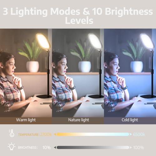 LitONES 2Pcs Desktop Video Conference Lighting for Zoom Meeting, Computer, Laptop, Work from Home with Nature Soft Light, Adjustable Brightness & Color Temp and Flexible Stand & Versatile Phone Holder - size: 2Pack