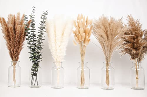 110 PCS of Boho Pampas Grass Decor, Naturally Dried Pompas, Bunny Tails Dried Flowers, and dried eucalyptus. Perfect for Weddings, Boho Party Decorations, and Table Decor. - size: 110PCS 14-17inch Mixed