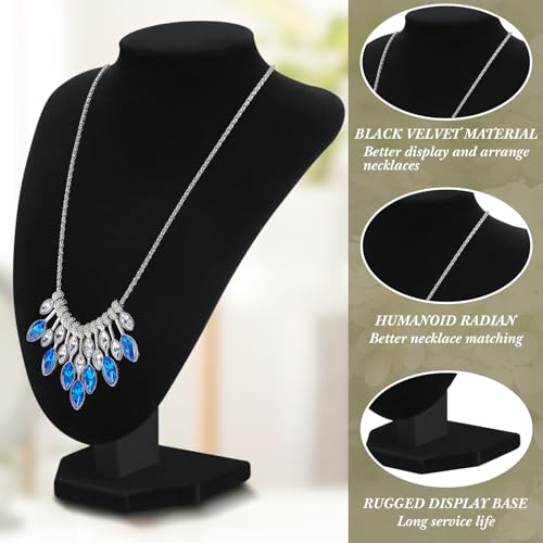 Huquary 6 Pcs Velvet Jewelry Display Set Necklace Display Stand T Bar Bracelet Holder Jewelry Bust for Home Store Trade Show (Black) - color: Black