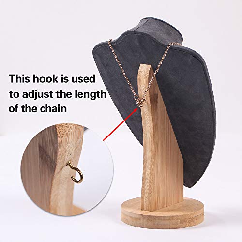 Coward Velvet Necklace Display Stand For Show Bamboo Chain Jewelry Model Bust Holder(gray velvet, 11.4") - color: Gray Velvet, size: 11.4" Hight