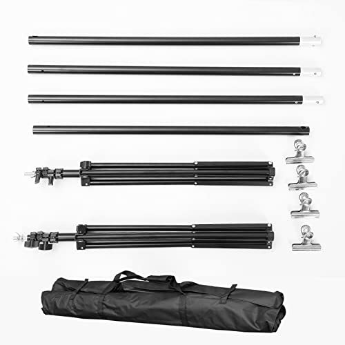 10ft Adjustable Backdrop Stand Kit, Heavy-Duty Photography Background Support System with Clamps & Carry Bag, Photo Video Studio Backdrop Stand for Parties, Weddings, Green Screen & Banner Display - color: Black