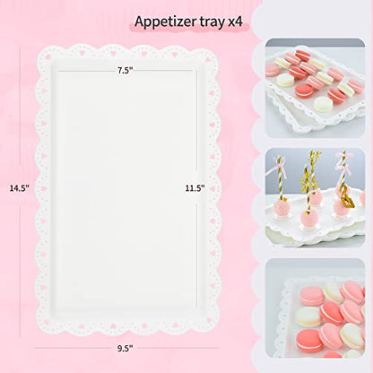 Pack of 11 NWK Cake Stand Set, with 3 x Two-Tier and 3 x Three-Tier Cupcake Stands, 4 x Appetizer Trays, 1 x Tablecloth for Birthday Bridal Baby Shower Party (Gold) - color: Gold