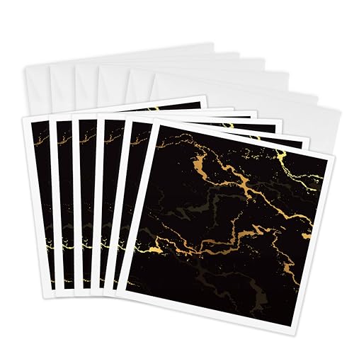 3dRose Greeting Cards - Image of black and yellow marble texture, faux stone backdrop - 6 Pack - Alexis Design - Texture Marble - size: 6 Greeting Cards with envelopes