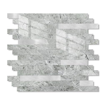 Yipscazo 10 Sheets Peel and Stick Stone Metal Tile Backsplash, Stick on Tiles for Backsplash Kitchen, Bathroom, Laundry Room, Camper, Fireplace (12'' X 12'', Polished Gray) - color: Polished Gray