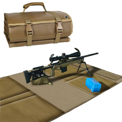 Extra Large Shooting Mat, Thickened Cotton Roll Up Padding with 2 Zipper Pockets & Molle Webbings & Bipod Holder, Non-Slip Waterproof Foldable Pad Blanket for Long Range Shooting Hunting
