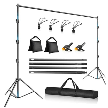 12 x 10ft Photo Video Studio Heavy Duty Backdrop Stand, Adjustable Photography Background Support Systemt Kit with Shock-Proof Spring, 2 Sandbags, Carrying Bag, 6 Clamps - size: 12x10ft