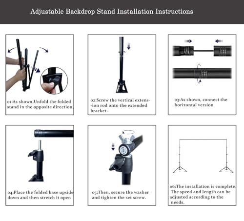 10x6.5ft Adjustable Photo Backdrop Stand Kit Portable Portrait & Studio Photography Backdrops Support with 4 Clamps, Carrying Bag Disassembly Banner Stand - color: 10x6.5ft-stand