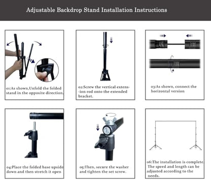 10x6.5ft Adjustable Photo Backdrop Stand Kit Portable Portrait & Studio Photography Backdrops Support with 4 Clamps, Carrying Bag Disassembly Banner Stand - color: 10x6.5ft-stand