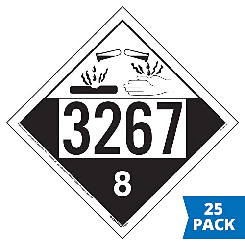 3267 Placard, Class 8 Corrosive 25-pk. - 10.75" x 10.75" Removable Self Adhesive Vinyl for Temporary Applications, DOT Hazmat Compliant, J. J. Keller & Associates, Inc. - size: 25-pack