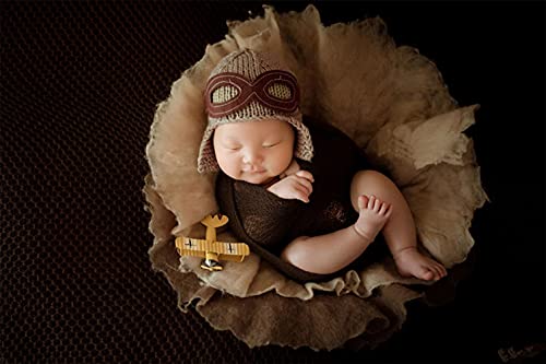 Baby Photography Props Wraps, Pilot Hats with Blanket For Boys Girls Newborn Baby Photoshoot Outfits Hat Blanket Set