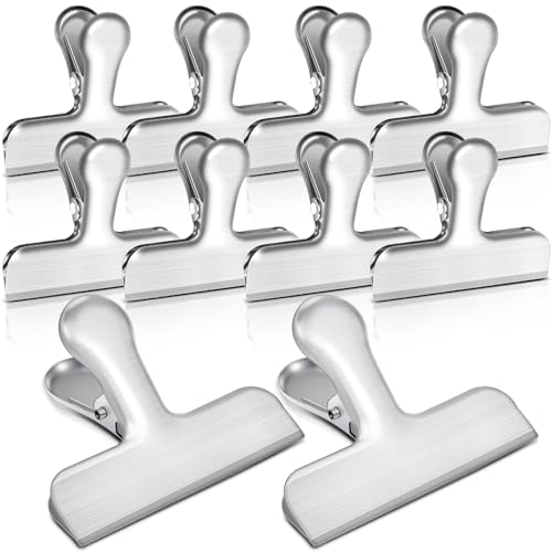 Bag Clips, 10 Pack Stainless Steel Chip Clips for Food, Food Clips Heavy Duty Clamp Clips Kitchen Clips Snack Clips for Office Kitchen Home - color: Silver, size: Large-10p