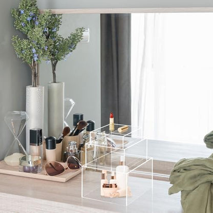 Bucherry 6 Pcs Acrylic Display Risers Acrylic Boxes Acrylic Display Nesting Cubes 5 Sided with Hollow Bottoms Display Stand Shelf for Cosmetics Food Collectibles Jewelry Figures Show (Clear) - color: Clear