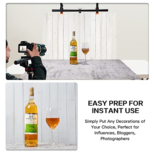 8PCS Flat Lay Backdrop Paper with T-Stand, 22x34 Inch Double Sided Wooden Marble Photography Backgrounds Paper, 8 Packs 16 Pattern Photo Props Rolls for Food Product Tabletop Blog Pictures - color: T1+8P