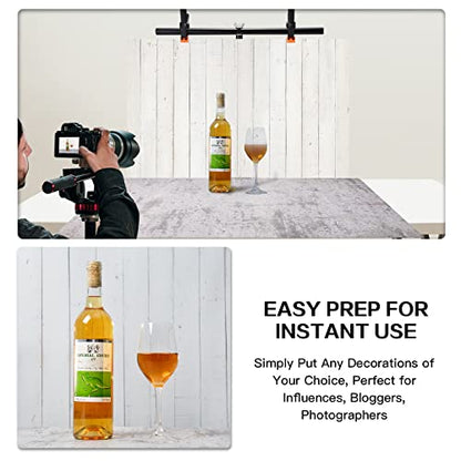 8PCS Flat Lay Backdrop Paper with T-Stand, 22x34 Inch Double Sided Wooden Marble Photography Backgrounds Paper, 8 Packs 16 Pattern Photo Props Rolls for Food Product Tabletop Blog Pictures - color: T1+8P