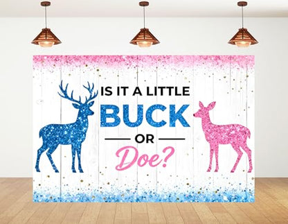 6x4ft Buck or Doe Gender Reveal Backdrop Neutral Tone Wood Photography Background Balloon Arch Setup Banner Photo Studio Props - size: 6x4ft