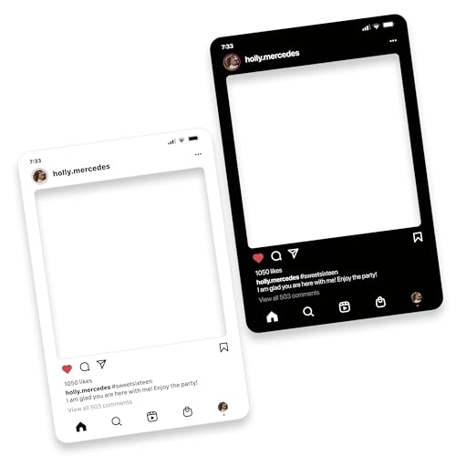 Social Media Photo Booth Prop - Custom Instagram Photo Booth Frame - Customized Insta Giant Selfie Frame - IG Frame for Fun Social Media Posts (Bundle - Black + White) - color: Bundle - Black + White