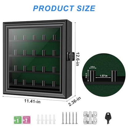 Championship Ring Display Case, Lockable Baseball Ring Holder with 20 Posts, Wooden Shadow Box Wall Mount for Multiple Rings - size: 20 Posts-Rectangle