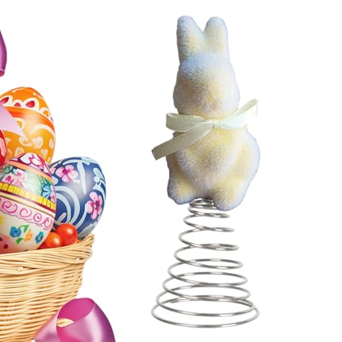 Easter Tree Topper Bunny,Spring Festival Moss Rabbit Ornament | Flocking Bunny Topper | for Home Farmhouse Party Mantel Cabinet Porch Basket Gathering Celebration - color: Yellow