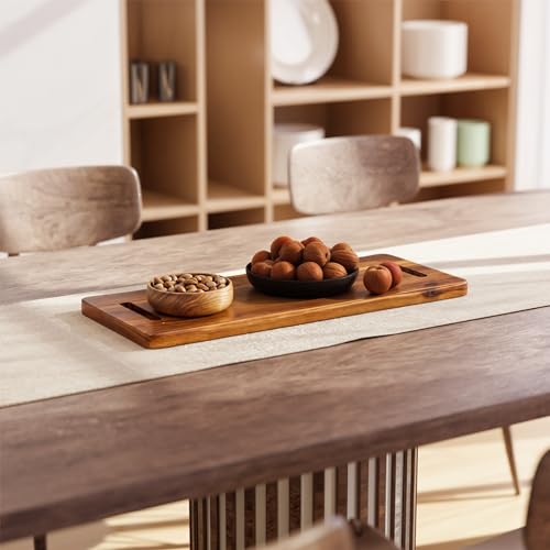 TIDITA 24" Large Acacia Wood Charcuterie Board with Handles - Extra Long Wooden Serving Cheese Boards - Rectangular Serving Platter for Meat Steak, Cracker Appetizers, Fruit Decorative Display - size: 24" x 9.8" x 1"