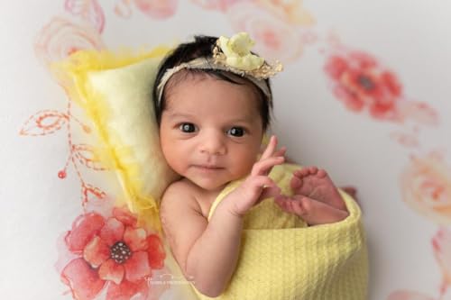 Baby Wrap Set. Newborn Photography Props. Swaddle or Blanket for Boy or Girl. Waffle Knit Wraps. (Yellow) - color: Yellow