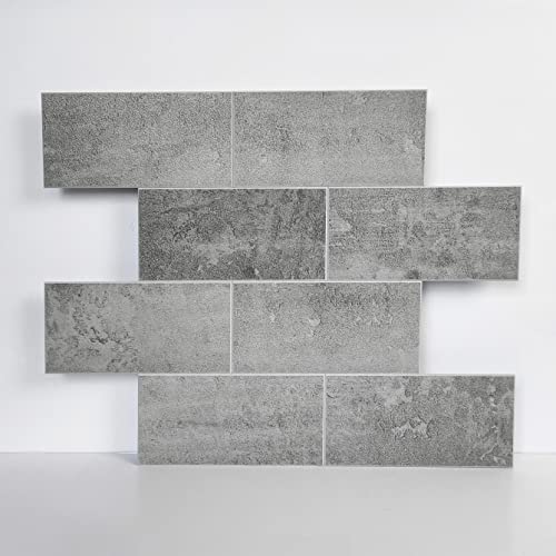 COLAMO Luxury 10PCS Peel and Stick Backsplash, Medium Gray Peel and Stick Wall Tile for Kitchen Backsplash, Faux Stone Large Subway Tile Stick on Backsplash for Bathroom,RV,Accent Wall - color: Medium Gray, size: 10 Sheets (12"×12")