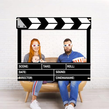Fabric Movie Night Large Photo Booth Props 39 x 59 Inch Movie Theater Picture Selfie Frame Cinema Photo Frame Background Banner Backdrop for Family Holiday Birthday Baby Shower Party Supplies