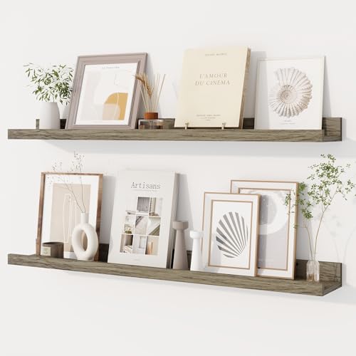 Dreamland Picture Ledge Shelf for Wall, Floating Shelves Set of 2,32 inch Long Floating Shelves with Lip for Living Room,Bedroom,Bathroom,Kitchen,Grey - color: Grey, size: 32inch