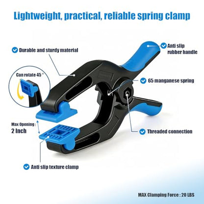 12 Pack 4inch Heavy Duty Spring Clips, Plastic Spring Clamps for Woodworking, Backdrop Stand, Pool Cover, Photography, Crafts