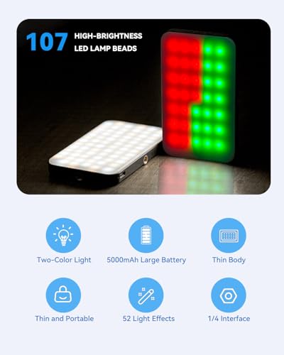 5000 mAh Portable Selfie Light for iPhone: RGB Rechargeable Phone Fill Lights, Ring Light for Camera Picture, Makeup Photo, Video Conferences, Laptop Use, Zoom Meetings, TikTok, Vlog Photography - color: Colourful