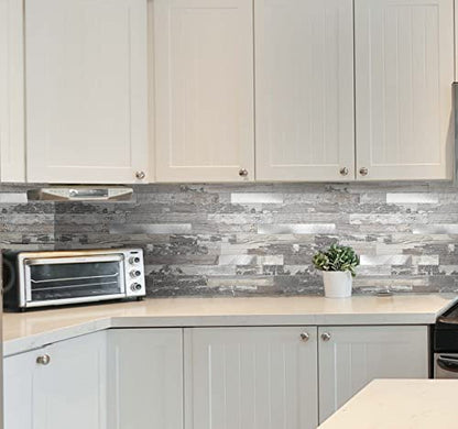 Yipscazo 2026 New Upgrade Peel and Stick Wood Metal Tile Backsplash, Stick on Tiles for Backsplash Kitchen, Bathroom (10 Sheets, Light Rustic) - color: Rustic