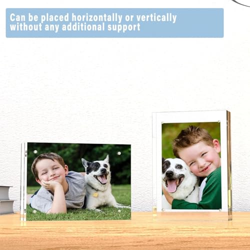 HELPLEX Acrylic Picture Frames 2.5x3.5, 5 Pack Magnetic Double Sided Clear Frameless Frame, 20mm Thick Free Standing Desktop Display Holder for Instant Photo Instax Mini Wallet Size 2x3 Pictures - size: 2.5x3.5(5 PACK)