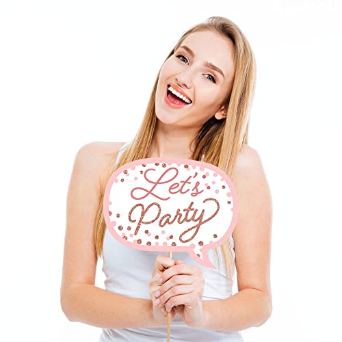 Big Dot of Happiness Pink Rose Gold Birthday - Happy Birthday Party Photo Booth Props Kit - 20 Count
