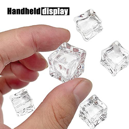 Fake Ice Cubes, 50 PCS 0.8" Fake Ice, Artificial Acrylic Crystal Diamonds for Vase Fillers, 20 mm Plastic Ice Cubes for Party, Wedding - color: 20 MM-50PCS