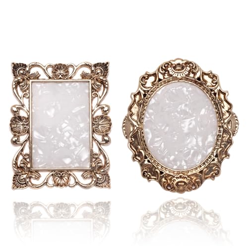 2 Pcs Nail Art Palette Nail Mixing Palette Polish Color Mixing Plate Golden Edge Nail Holder Display Board Cosmetic Mixing Tools (Gold) - color: Glod/Two Pieces