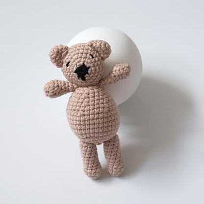 Zeroest Newborn Baby Boy Girl Photography Props Bear Hat Outfits Crochet Kint Handmade Cap Set for Newborn Photo Shoot - color: Light Camel