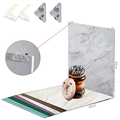 Large 24x24in Photo Backdrop Board: 9PCS 18Patterns Product Photography Backdrops for Food Jewelry, Background Table Top Small Shooting Kit - color: Blue Pink Yellow