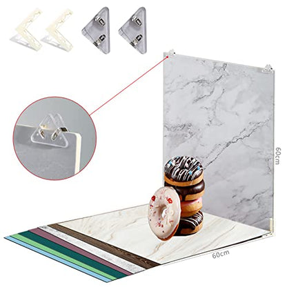 Large 24x24in Photo Backdrop Board: 9PCS 18Patterns Product Photography Backdrops for Food Jewelry, Background Table Top Small Shooting Kit - color: Blue Pink Yellow