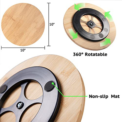 10 Inch Bamboo Lazy Susan Organizer Turntable for Kitchen Cabinet Table Refrigerator Lazy Susans Spice Rack for Pantry Countertop Organization - size: 10"-bamboo