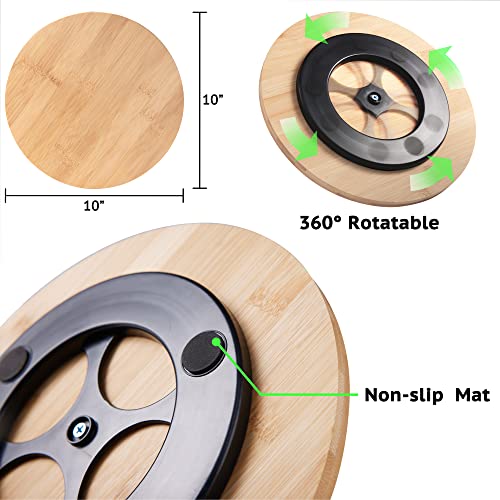 10 Inch Bamboo Lazy Susan Organizer Turntable for Kitchen Cabinet Table Refrigerator Lazy Susans Spice Rack for Pantry Countertop Organization - size: 10"-bamboo