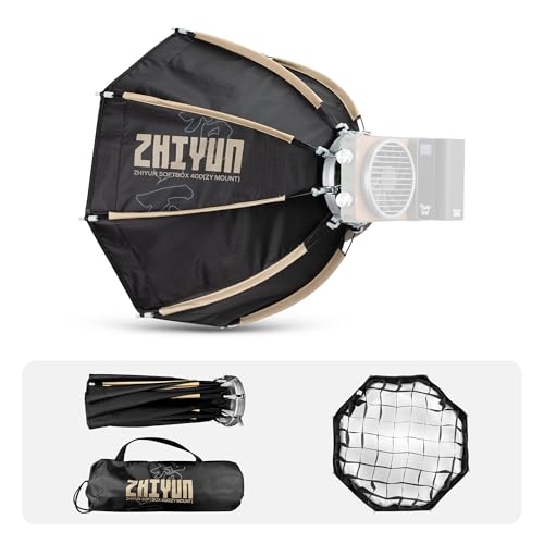 ZHIYUN 14.17inch 40D MINI Octagonal Softbox ZY Mount [Official] Quick Folding Quick Set Up with Diffusers/Honeycomb Grid Compatible with X100 X60 Serise CX100 G60 CX50 Video Recording Portraits - style: 14.17inch Octagonal Softbox