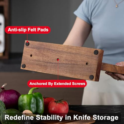 Magnetic Knife Holder - KUCHEASY Double Sided Magnetic Knife Block Without Knives - Wooden Universal Knife Stand Strong Enhanced Magnets -Knife Display Rack for Kitchen Counter Multifunctional Storage
