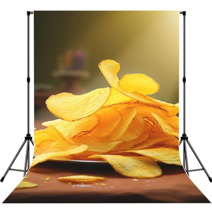 Potato Chips Backdrop Background for Photography 5x7ft Photobooth Professional Photo Backdrop Curtains Video Photography Studio Photo Backgrounds Banner Booth Background Screen Parties - color: Potato Chips