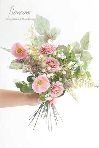 Floroom Artificial Greenery Stems Box Set, 45pcs with 6 Kinds of Faux Greenery Flowers Picks for DIY Bridal Bouquets Wedding Floral Arrangement Table Centerpieces, Dusty Rose & Green - color: Dusty Rose & Green