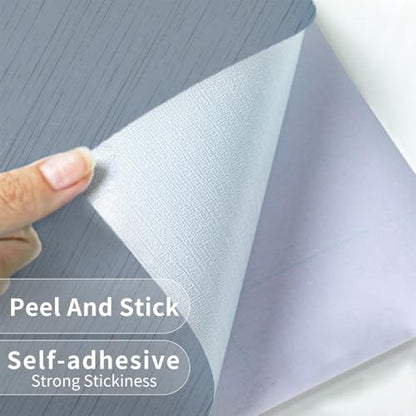 Grasscloth Peel and Stick Wallpaper Grey Blue 15.74" X 118.11" Fabric Textured Self-Adhesive Contact Paper Removable Vinyl Wall Paper Grass Cloth Linen Wallpapers for Bathroom Bedroom Cabinets Desk - color: Grey Blue, size: 15.7" x 118.1"