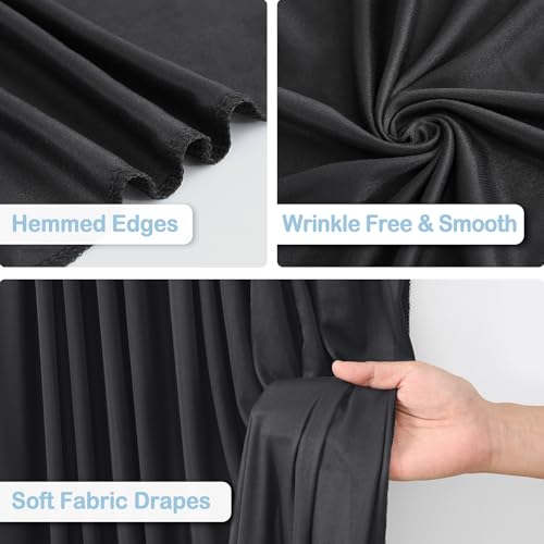 4 Panles Black Backdrop Curtains - Wrinkle Free Fabric Backdrop Curtain for Photoshoot,10ft Wedding Party Photo Backdrop Drapes for Birthday Baby Shower Photography Stage Background Decorations - color: Black, size: W4' x H10'(4 panels)