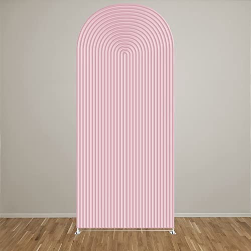 HUAYI Pink Ripples Pattern Arch Backdrop Cover for Birthday Party Wedding Baby Shower Decorations Chiara Backdrops Arched Wall Frame Stands Covers Props GP-456 3ft * 6ft - color: GP-456-Arch Cover, size: W3ft by H6ft (90cm by 180cm)