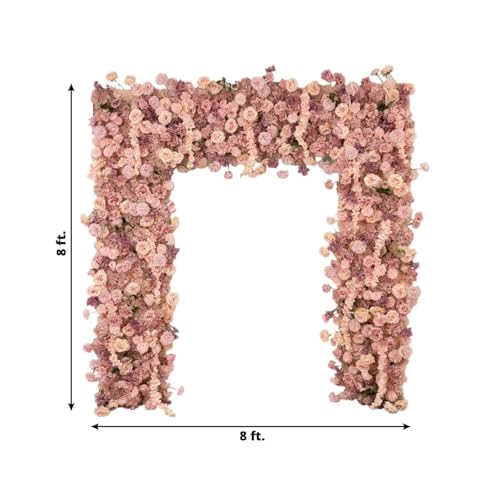 8x8 feet Dusty Rose Roll Up Silk Artificial Flower Backdrop for Arch Stand Photo Background Wedding Reception Party Event Decorations Supplies
