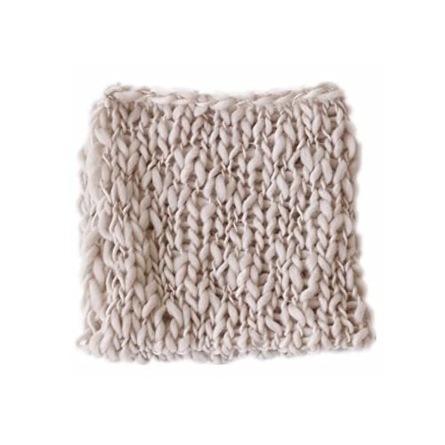 Coberllus Newborn Baby Photography Props Blanket Handmade Knitted Twist Wrap Posing Aid Backdrops for Boy Girls Photography Shoot - color: Creamy-grey