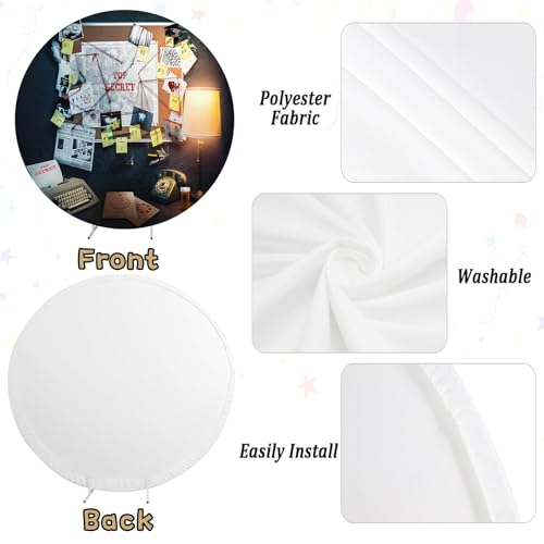 Detective Round Backdrop Cover 7.2x7.2ft Agent Spy Theme Top Secret Police Office Investigation Photography Background Crime Clue Evidence Murder Mystery Party Decorations Photo Booth Props - size: 7.2x7.2