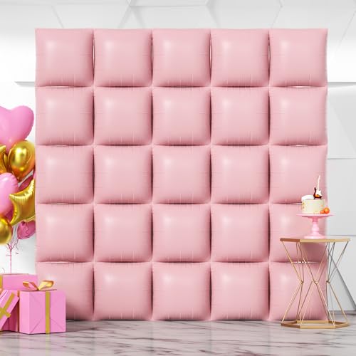 NISOCY 25PCS Pink Square Foil Balloons Wall Backdrop Double Sided Pastel Pink Balloons Arch Kit for Birthday Baby Bridal Shower Gender Reveal Easter Wedding Anniversary Party Decorations - color: B04 - Pastel Pink, size: 25PCS